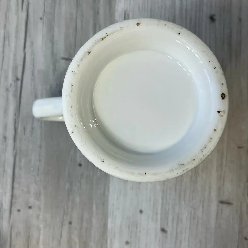 Vintage White Shiny Gold Floral Accent Shaving Mug Cup Decor Flawed
